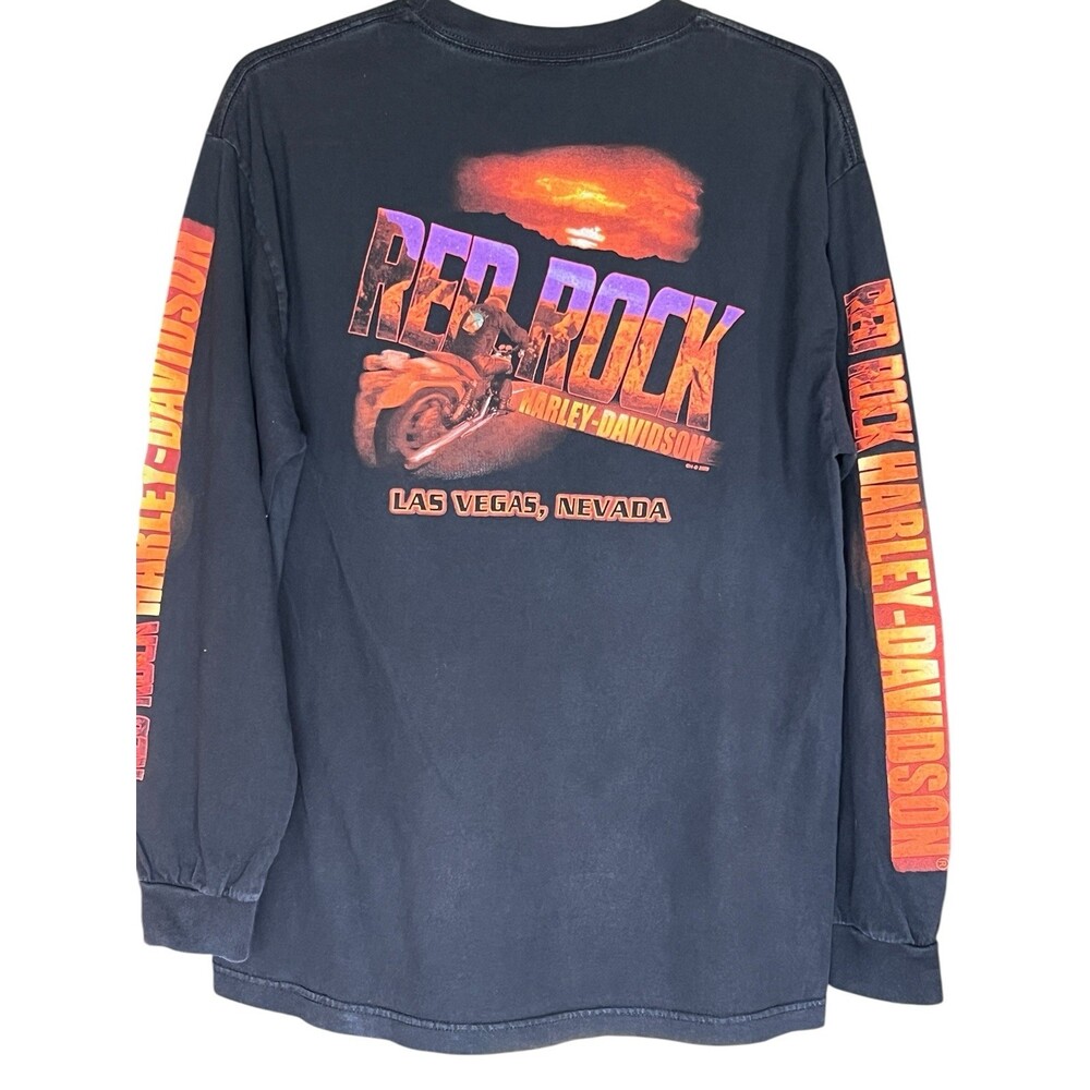 Harley Davidson Red Rock Las Vegas Long Sleeve Shirt Black Size L Graphic